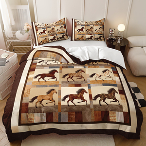 Parure de lit Bohème Sud-ouest à motif cheval, Housse de couette ethnique aztèque géométrique patchwork pour décoration de chambre Western - Product Image 3