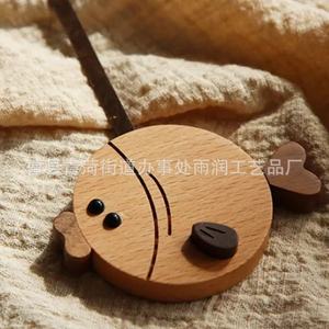 Fish And Bear's Paw Cartoon Wall <b>Clock</b> Solid Wood Irregular Shape <b>Battery</b> Powered Living Room Decor - Product Image 2