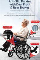Silla de Ruedas de Aluminio de Lujo para Personas Mayores, con Cojines de Cuero Impermeables y Cubierta de Inodoro Desmontable Incluida