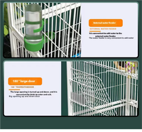 Cage à oiseaux pliable de luxe moderne blanche à tubes carrés 61 cm, à deux niveaux empilables, avec cadre renforcé 10x10, plateau en plastique bleu et perchoirs