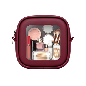 Sac de beauté jaune en cuir PU, petit sac de rangement, sac de voyage pour femmes, sac à maquillage avec fermeture éclair et logo imprimé - Product Image 6
