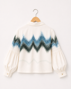 Hot Sell 2026 <b>White</b> Printed <b>Tops</b> Long <b>Puff</b> <b>Sleeve</b> Tie Neck Casual Fashion <b>Top</b> for Office and Daily Women Wear <b>Top</b> - Product Image 2