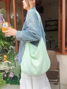 Sac bandoulière en toile ajouré à motif écossais, nouvelle collection été, couleur bonbon fraîche, vente en gros - Product Image 6