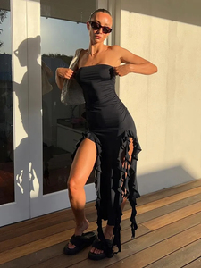 เดรสยาวระบายหรูหราสำหรับขายส่ง ชุดเดรสฤดูร้อนแบบเซ็กซี่ สายเดี่ยวรัดรูป ชุดราตรีสำหรับผู้หญิง ชุดออกงานกลางคืนแบบเปิดหลัง ชุดเที่ยวคลับ - Product Image 5