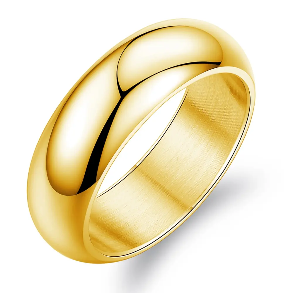 Einfache atember aubende polierte Glitter Meisterschaft Gold Hochzeit Edelstahl Schmuck Ring