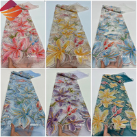 Tissu de dentelle de luxe à sequins, broderie florale 3D perlée, dentelle française, tissu de dentelle à sequins en maille pour robe de mariée et de soirée