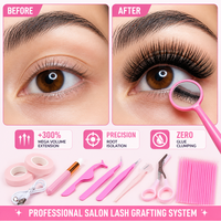 Kit complet d'accessoires pour extensions de cils, 14 pièces, poste de travail professionnel pour l'application, le séchage et le coiffage
