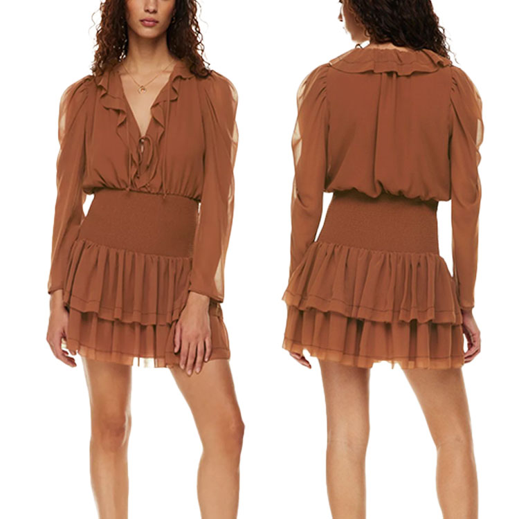 リルアー　Wavy neck peplum dress ペプラムワンピース Wavy neck peplum dressのドレス|Dorry Doll / LE'RURE