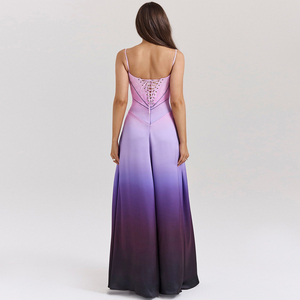 House Of Lace-Up Vestido de satén en púrpura Vestido de noche largo - Product Image 6