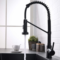 Robinet de cuisine extractible en acier inoxydable noir mat, style USA Canada, sans taches, certifié NSF UPC 61-9, pivotant