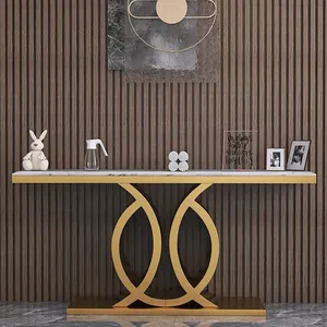 モダンな家庭用家具エレガントなデザイン焼結石コンソールTリビングルームラグジュアリーゴールド廊下コンソールテーブル