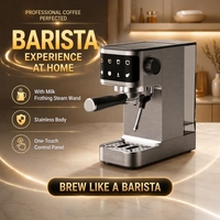 Machine à café expresso automatique électronique intelligente avec réservoir à lait, 20 bars, en acier inoxydable, système compact, machine à expresso