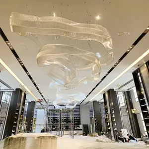 Lustre de vidro moderno personalizado, lustre suspenso para tetos altos, hotel, lobby, decoração