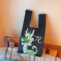 Mode-Luxus Blumenmuster Mini-Geldbörse Damenhandtasche niedliche gestrickte Handtasche