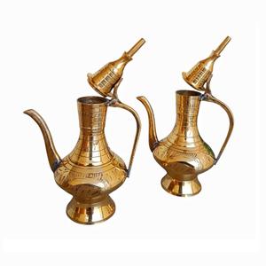 Théière marocaine artisanale, style vintage, théière en laiton, ensemble bouilloire à café et à thé, poterie en métal assortie, vaisselle - Product Image 1