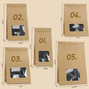 Sacs d'emballage pour thé en papier kraft avec fermeture à lien métallique, fenêtre transparente en aluminium, auto-scellants et refermables, avec logo - Product Image 4