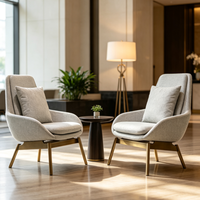 Fauteuil d'appoint moderne et durable en tissu, empilable, avec pieds en métal doré, pour hôtel, salon, salle d'attente, chambre d'hôtes, réception