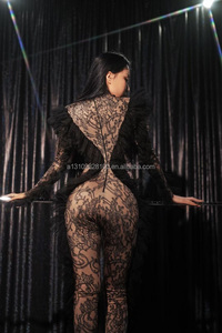 Barbe <span class=keywords><strong>noire</strong></span> combinaison motif ensemble dentelle serré Sexy <span class=keywords><strong>parfum</strong></span> discothèque Bar Gogo chanteur Performance <span class=keywords><strong>robe</strong></span> - Product Image 4