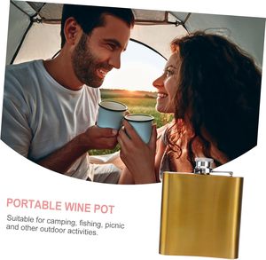 Gourde isotherme personnalisable en acier inoxydable doré pour le camping, les voyages et les fêtes |   Flacon à liqueur portable en métal pour la vente en gros - Product Image 4