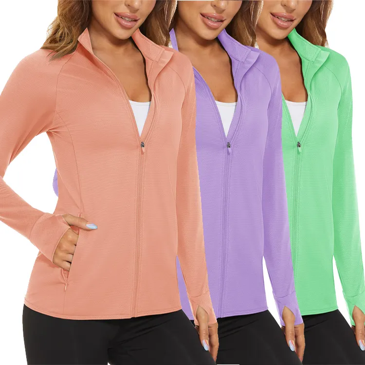 UPF 50+ सन प्रोटेक्शन समर शर्ट्स महिलाओं के लिए लंबी आस्तीन वाली शर्ट फुल ज़िप कैज़ुअल जैकेट ज़िपर पॉकेट्स गोल्फ एथलीट टॉप महिलाओं के लिए