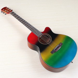 Violão Folk Sabri de <span class=keywords><strong>40</strong></span> Polegadas com Folheado de Abeto, Cor Gradiente Arco-Íris, para Estudantes, Violão de Madeira - Product Image 2