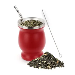 Offre Spéciale Yerba Mate Argentine 18/8 Tasse Yerba Mate à double paroi en acier inoxydable avec paille Mate Bombilla