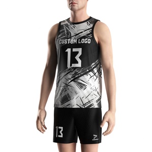 Sportswear Supplier Fast-dry Lightweight Volleyball Uniforms <b>Men</b> Summer <b>Vest</b> Black and <b>White</b> - Product Image 3