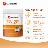 Fabricant de compléments alimentaires sur mesure, capsules molles de vitamine D3K2 pour adultes, favorisent la santé des os, vitamines en gros, capsule OEM
