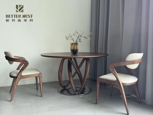 כיסאות אוכל מעץ אלון מלא מודרני עם ריפוד בד-ריהוט לחדר אוכל לשימוש ביתי ולחוץ - Product Image 3