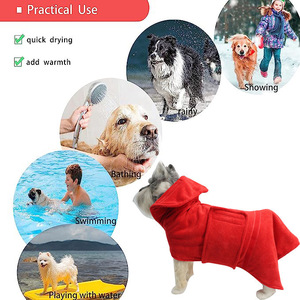 Albornoz para mascotas, toalla de secado rápido para perros, absorbente, con capucha, para perros pequeños, medianos y grandes, verde, rojo, morado, tallas S, M, L, XL - Product Image 2