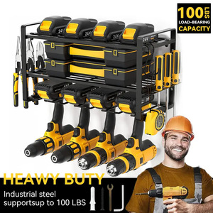 Wall Mounted 3 Tier Metal Storage Rack 40cm <b>Black</b> Heavy Duty Garage Tool Organizer <b>Floating</b> <b>Shelf</b> for Workshop Use - Product Image 5