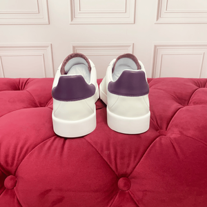 Nuevas Zapatillas Planas de Moda 2026 Dolces, con Empeine de Piel Vacuna Empalmada en Morado y Blanco, Ligeras, con Cordones y Suela Plana, Estilo Gabbana - Product Image 4