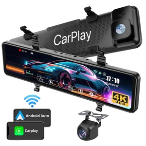 Camera hành trình gương chiếu hậu màn hình cảm ứng 12 inch, hỗ trợ Carplay, <span class=keywords><strong>Android</strong></span> Auto, FM, camera 4K trước và sau, hộp đen xe hơi màu đen - Product Image 1