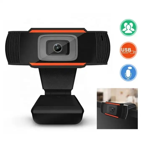 720P Widescreen HD USB Desktop Webcam with Free Driver Live Streaming and Microphone for Surveillance & IP Cameras