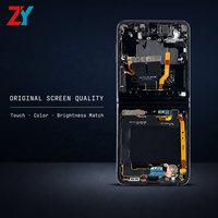 Écran Intérieur Original OEM pour Samsung Z Flip3 SM-F711, Pack Service avec Cadre, OLED 400cd+ Luminosité, Garantie 1 An pour Téléphone Portable