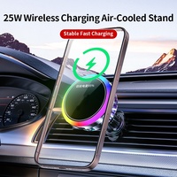Ventilateur de refroidissement 15W avec chargeur magnétique sans fil pour voiture, lumière d'ambiance respirante et support de téléphone