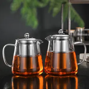 450ml Hand Crafted Kettle Stovetop Safe Large Tea Pot Glass Teapot with Removable Infuser