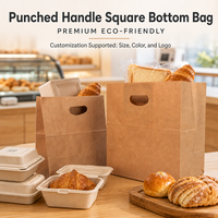 Sac en papier kraft personnalisé avec logo 28x28x15cm, sac de transport brun pour pain, gâteau, burger, frites, sushi à emporter