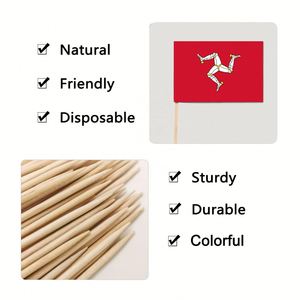 Drapeaux de gâteau jetables personnalisés en gros 3,5x2,5 cm pour événements sportifs, le jeu de bâtonnets de dentifrice de l'île de Man - Product Image 3
