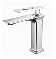 Robinet de lavabo de luxe monotrou chromé à poser, avec cartouche céramique, mitigeur chaud/froid pour salle de bain