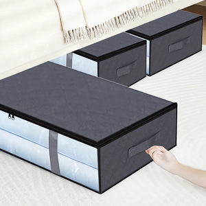 Boîtes de rangement pliables sous le lit en tissu épais, organiseurs de vêtements sous le lit avec fenêtre transparente - Product Image 3