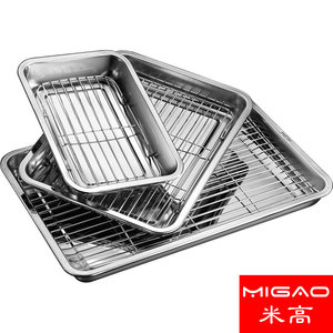 กระทะสี่เหลี่ยมสแตนเลส Migao ขนาด 30x20 ซม. สำหรับย่างบาร์บีคิว ปลา ใช้ในโรงแรม - Product Image 5
