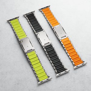 Correa de Silicona y Titanio para Apple Watch Ultra 3/2/1 49mm 46mm 45mm 44mm con Botón de Seguridad para <span class=keywords><strong>IWatch</strong></span> 11 10 9 8 7 6 5 SE 3 - Product Image 4