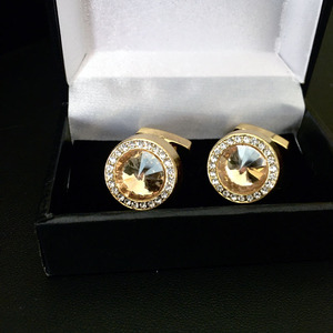 Trang Sức Tùy Chỉnh Logo Cá Nhân Áo Vest Vàng Tròn Sang Trọng Khuy Măng Sét Nam Có Hộp Đựng - Product Image 2