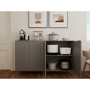 Modern <b>Kitchen</b> <b>Storage</b> Cabinet With Ribbed Design And Sleek Finish For Contemporary Spaces - Product Image 4