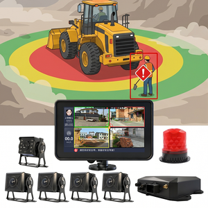 Système de détection de piétons Wtsafe SF-420 AI pour chariot élévateur, chargeuse, excavatrice, caméra d'évitement de collision, alarme sonore et lumineuse 720P - Product Image 1