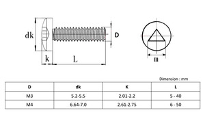 <span class=keywords><strong>Vis</strong></span> de sécurité antivol à tête cylindrique à trois ailettes en acier inoxydable 304 M3 M4 - Product Image 5
