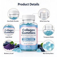 Gummies d'ashwagandha riches en glucides pour la beauté de la peau, des cheveux et des ongles, antioxydant, soutien anti-âge, compléments à base de plantes, OEM ODM Marque Privée