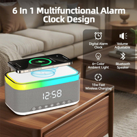 Enceinte Bluetooth personnalisée SL avec chargeur sans fil, horloge numérique, affichage LED, station de charge Qi 15W pour la maison, la table de chevet et les voyages