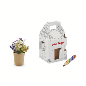 Kit di artigianato in carta a tema casa dei fiori con vaso per la coltivazione e matite da colorare, attività da giardino ecologica per bambini - Product Image 2